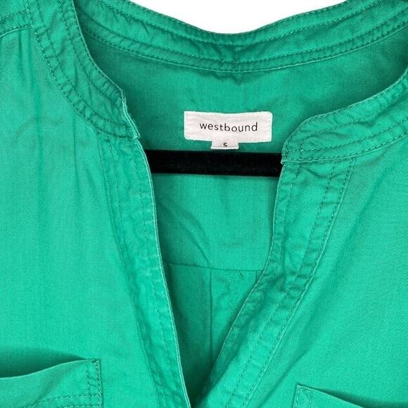 Westbound Green 3/4 Sleeve Lyocell Pocket Front Tunic Blouse Womens Size Small - Picture 2 of 4